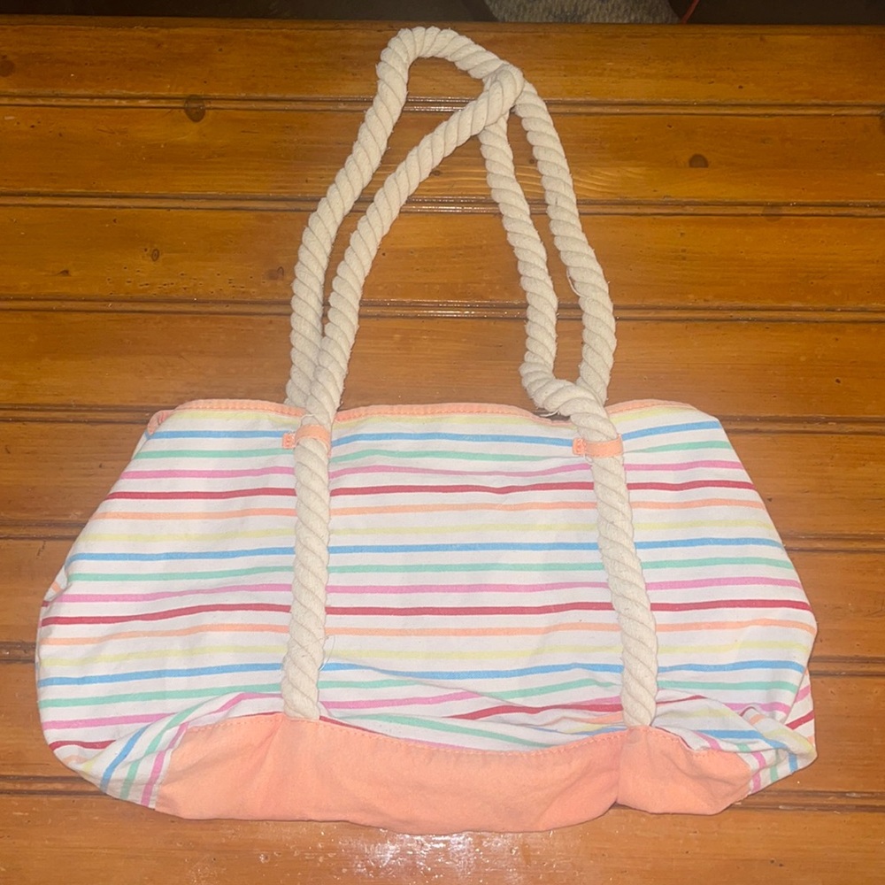 No Boundaries ladies Rope Handle Striped Beach tote.